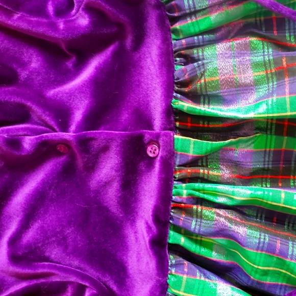 Girl's size 3T Holiday Christmas Dress by Rose Cottage long sleeve green purple - Picture 5 of 7